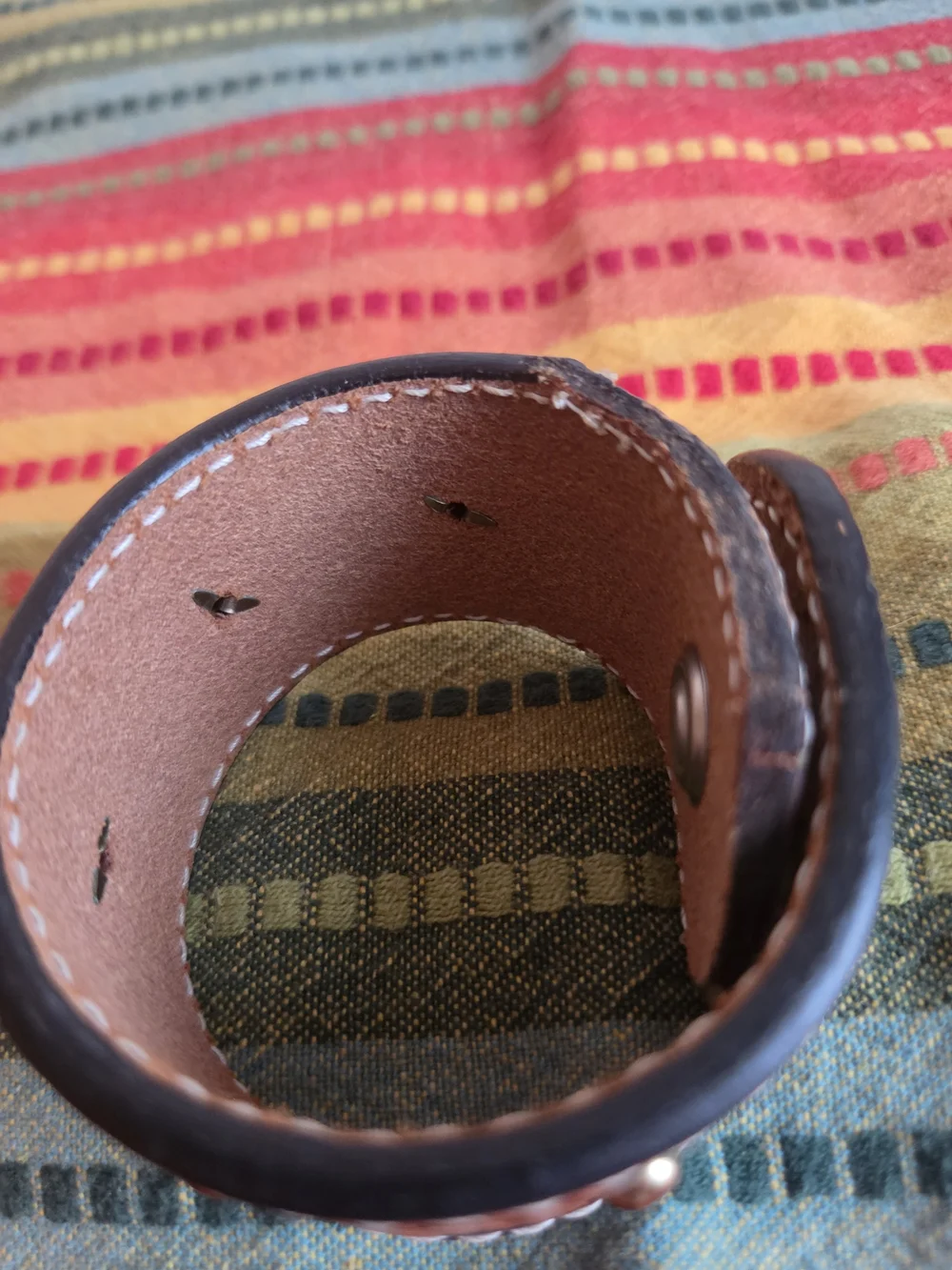 Handcrafted Brown Leather Stud Cuff Bracelet for Men 8'